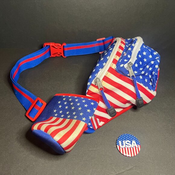 Tipsy Elves USA United States Stars & Stripes Freedom Fanny Pack & Button Pin - Picture 4 of 12